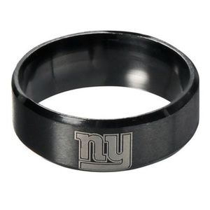 New York Giants Black Stainless Steel Ring, size 10